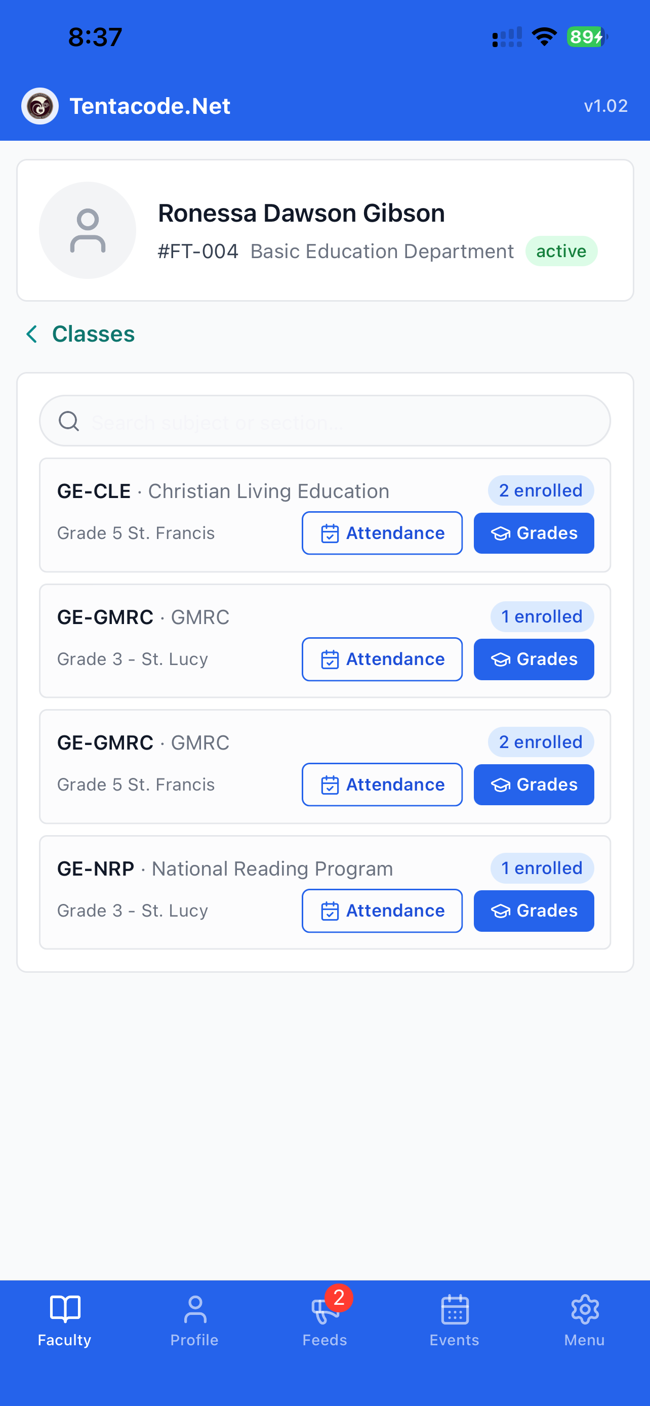 School Management app — documents screen