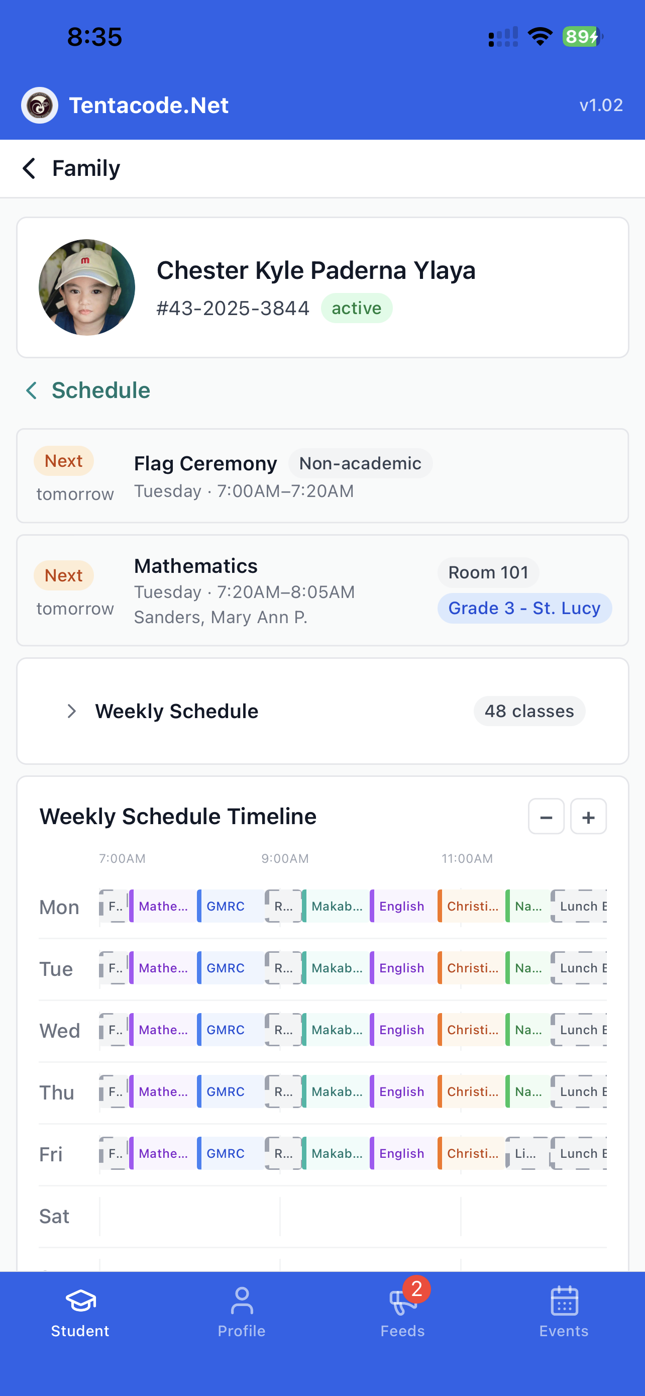 School Management app — fees & payments screen
